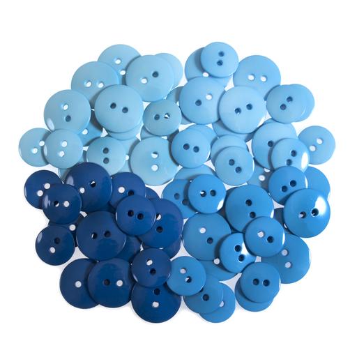 72 Craft Buttons - Shades of Blue