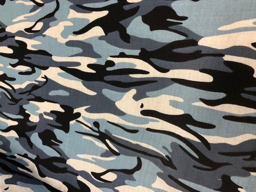 1 Metre Blue Polycotton Camouflage Print Fabric x 112cm / 44" - C410