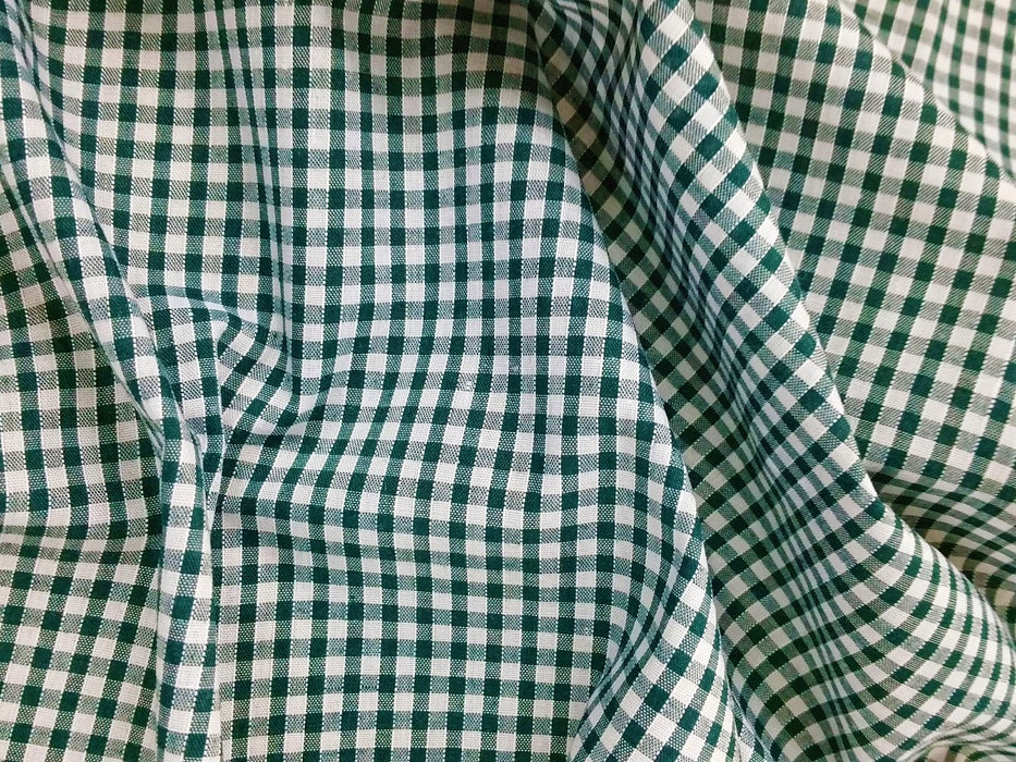 Gingham 1/8" Check Polycotton Fabric x 112cm - Bottle Green