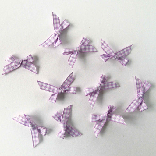 7mm Gingham Bows x100pcs Lilac