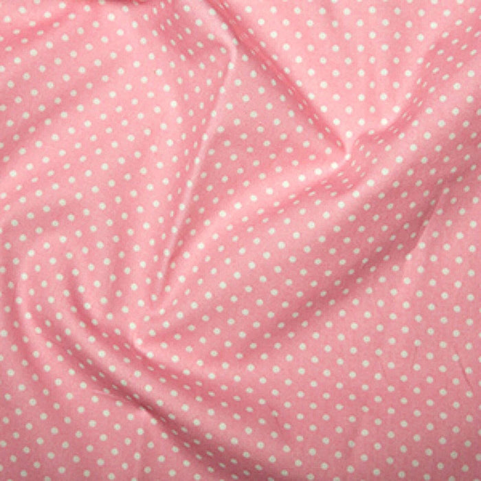 1 Metre Baby Pink 3mm Polka Dot 100% Cotton Poplin Fabric x 112cm wide ( cp0009 )