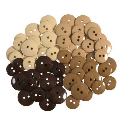 72 Craft Buttons - Shades of Brown