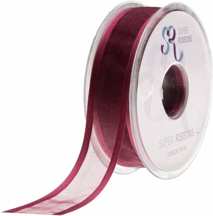 Burgundy 10mm Satin Edge Organza x 25m