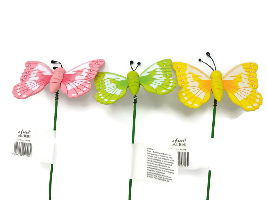 1 Wooden Butterfly Pick - Colour Selected at Random