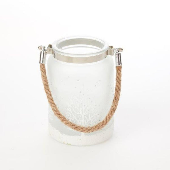 Frosted Melchior Votive Holder with Rope Handle