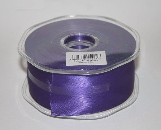 38mm x 20m Double Faced Purple Satin Ribbon