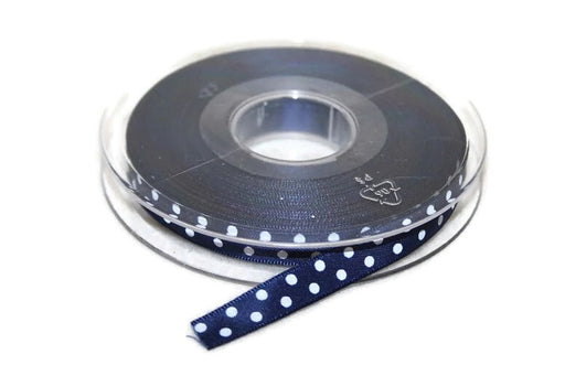 10mm x 20m Polka Dot Ribbon Navy