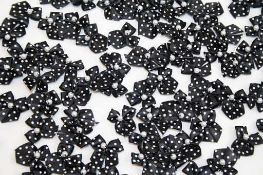 9mm Polka Dot Bows x 100 Black