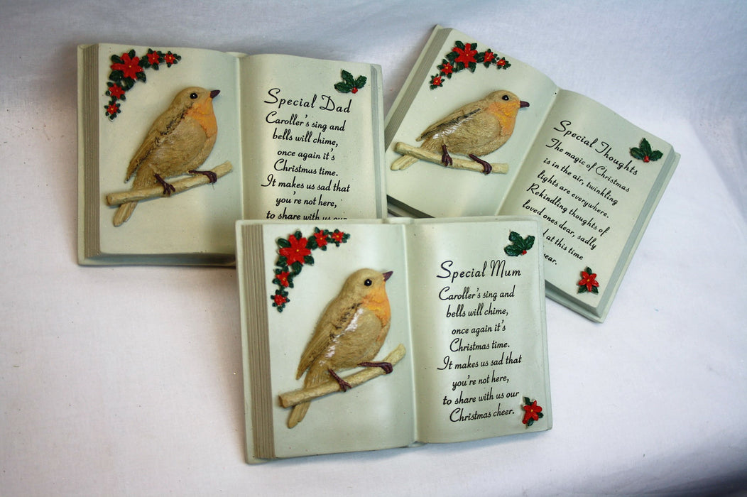 Special Thoughts Christmas Robin Memorial  Book -Choice of Loved One