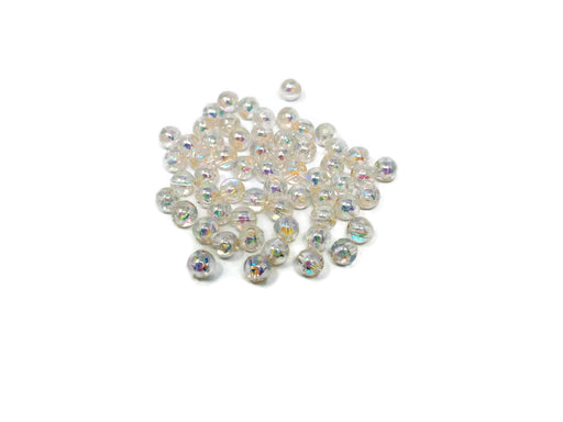 6mm Round Clear Iridescent Beads x 60