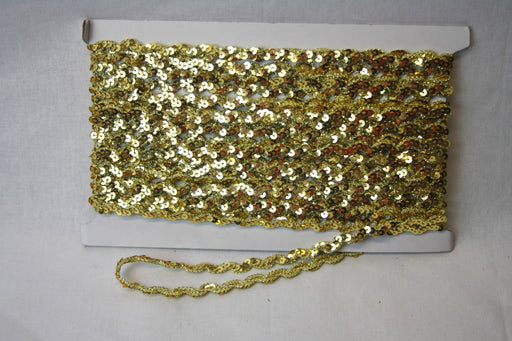 Flat Metallic Sequin Threaded Trim - Gold 5mm x 10m