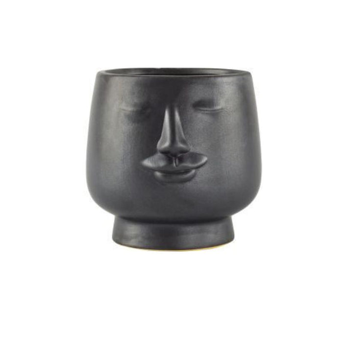 black face plant pot Ceramic Nordic Face Planter x 14cm