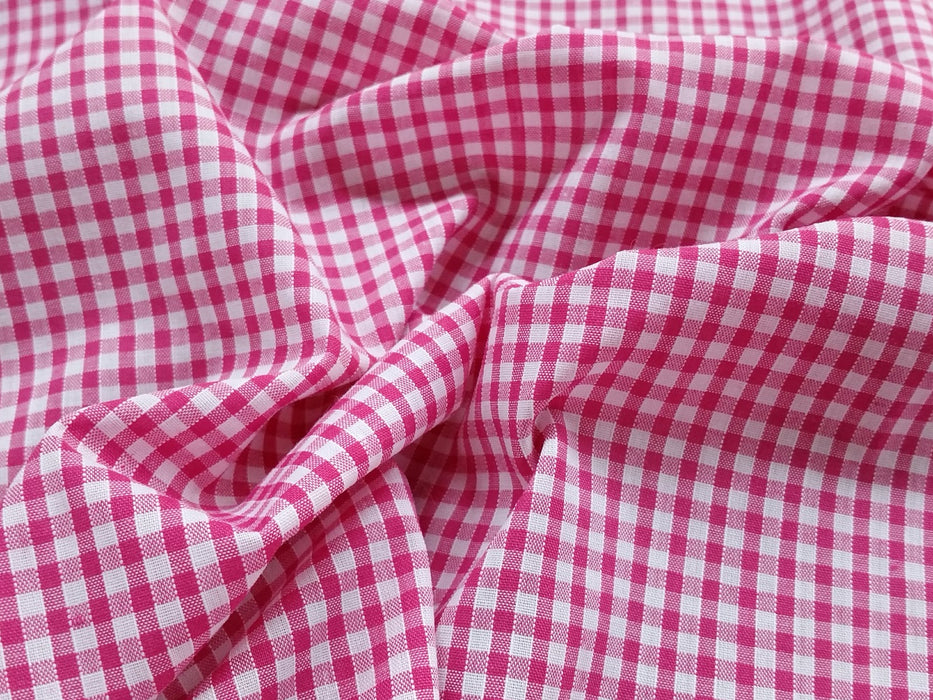 Gingham 1/8" Check Polycotton Fabric x 112cm - Cerise1 Metre Gingham 1/8" Check Polycotton Fabric x 112cm - Cerise