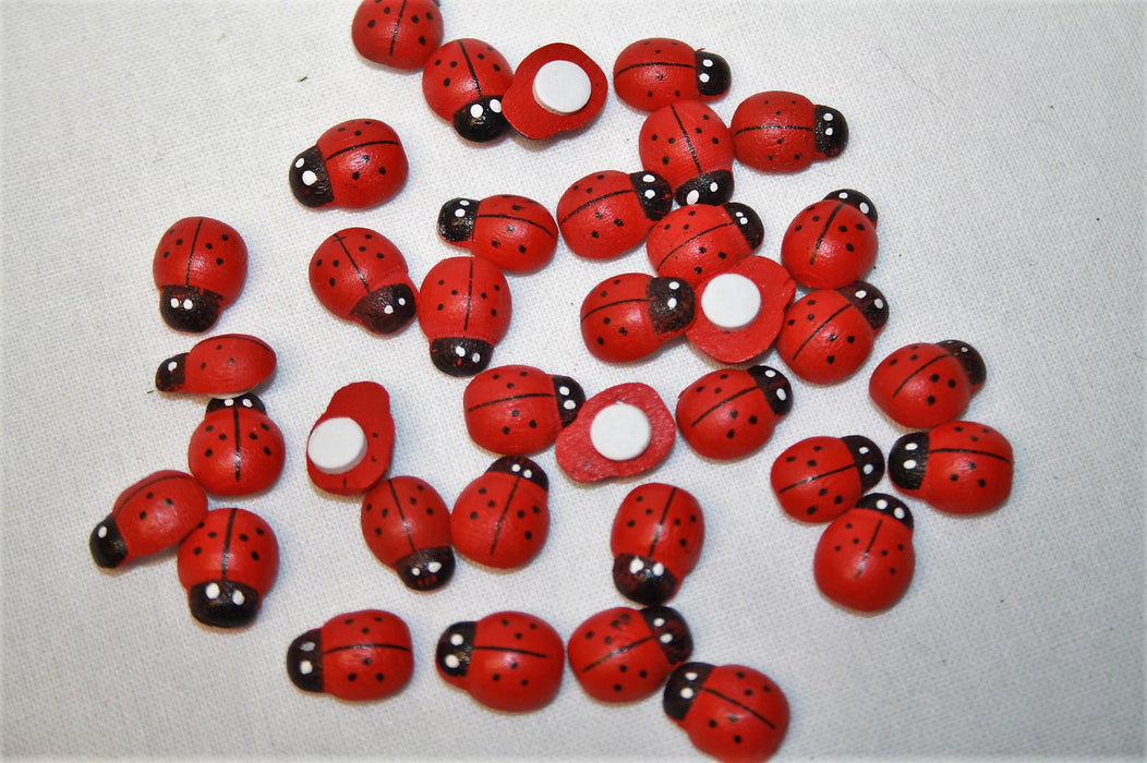 Mini Self Adhesive Wooden Ladybirds x 48