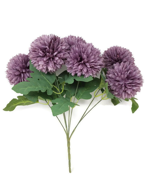 7 Head Spiky Chrysanthemum Bush x 32cm - Purple