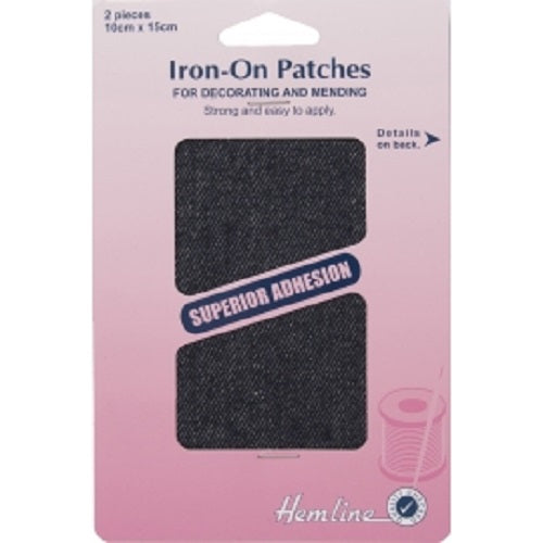 Cotton Twill Iron-On Patches: Dark Denim - 10 x 15cm - 2 Pieces