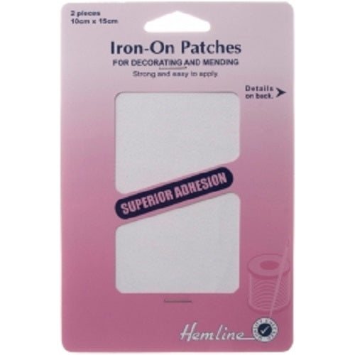 Cotton Twill Iron-On Patches: White - 10 x 15cm - 2 Pieces