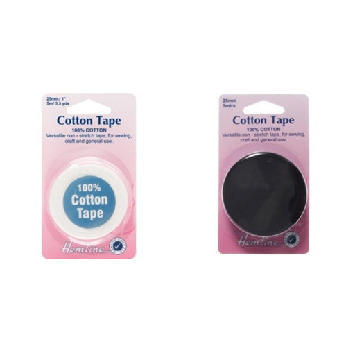 Cotton Tape 5m x 25mm - Black or White
