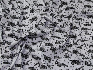100% Cotton Tractor Trucks on Ivory Background Fabric 110cm Width T174