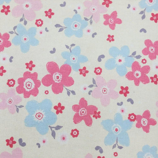 100% Cotton Doodle Flower Print x 45" - Cream