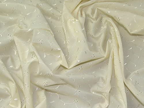 1 metre Cream Broderie Anglais x 112cm - 3 Hole