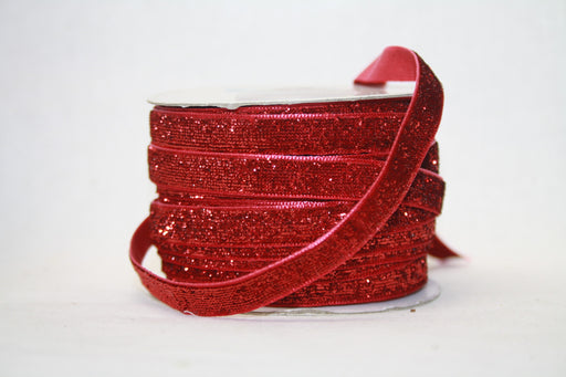 Red Glitter Velvet Ribbon 20m x 10cm