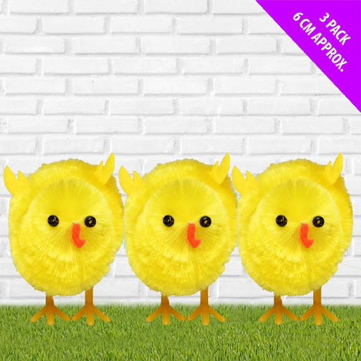 Pack of 3 Yellow Easter Chicks x 6cm