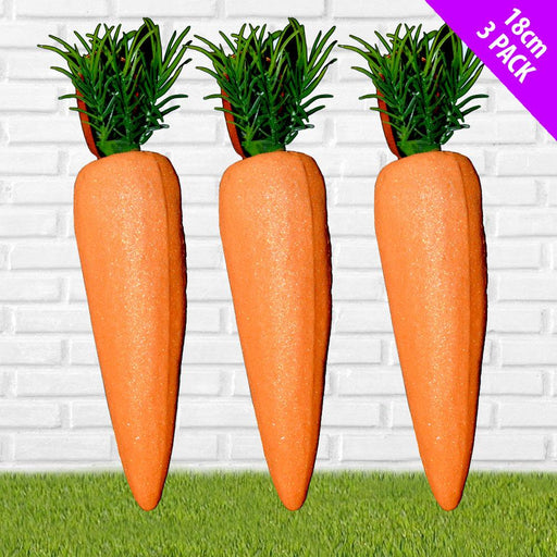 3 Large Glitter Hanging Carrots x 18cm