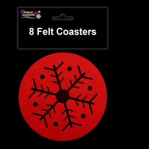 8 Red Felt Coasters