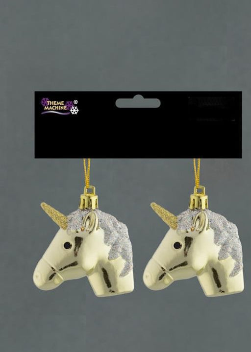 Unicorn Baubles - Metallic Gold x 6cm - Pack of 2