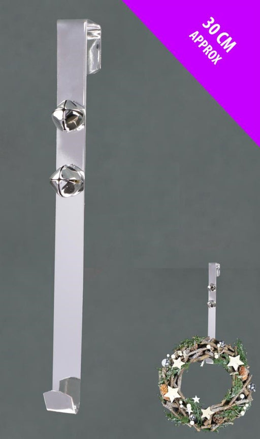 Door Wreath Hanger With Bell - Silver