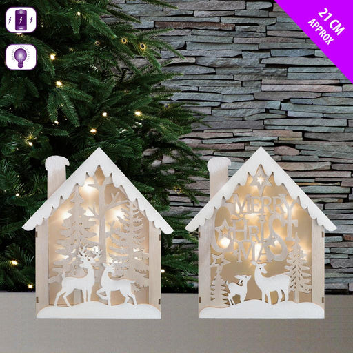 Light Up Snowy House  - One  Picked at Random
