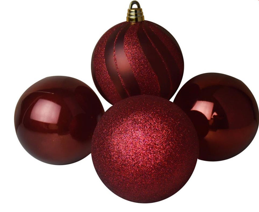 4 Giant Burgundy Baubles x 15cm