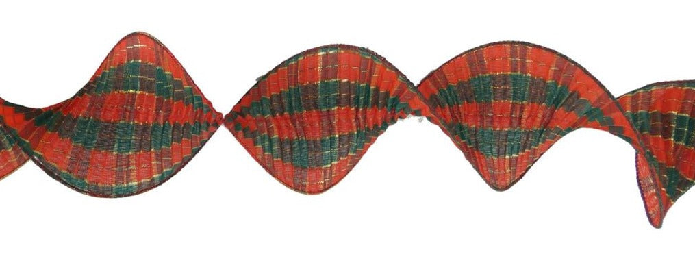Ruffle Ribbon - 10cm x 2.7m - Tartan