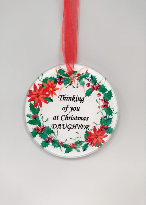 Christmas Wreath Glass Tree Hanger - Daughter