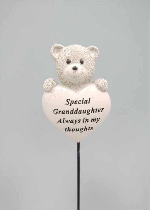 Memorial Bear Heart Stick - Granddaughter
