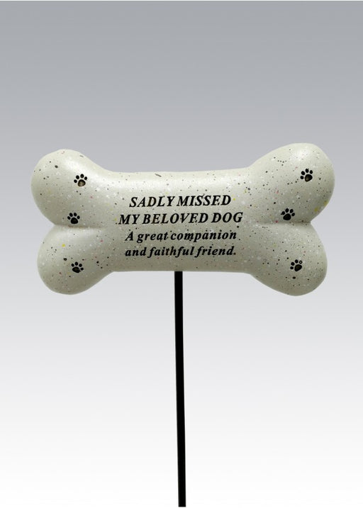 Dog Bone Memorial Stick - Sadly Missed