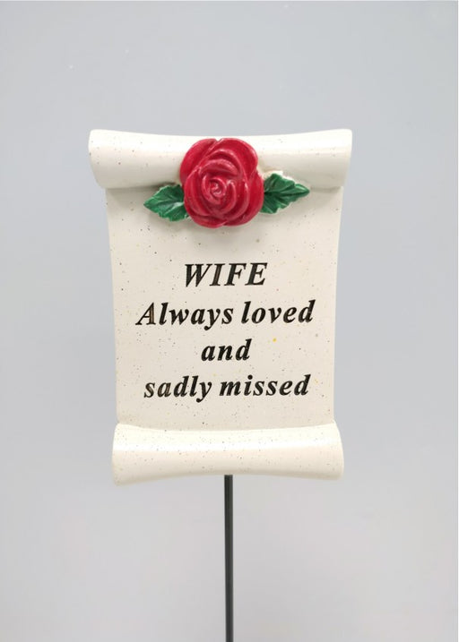 Red Rose Scroll Stick - Wife