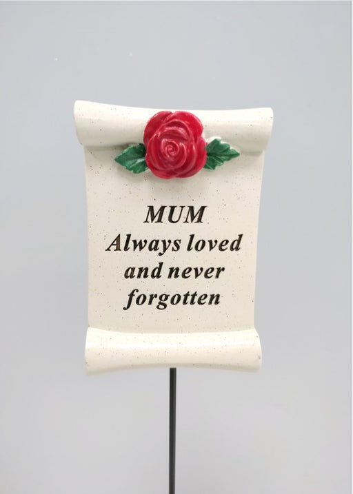 Red Rose Scroll Stick - Mum