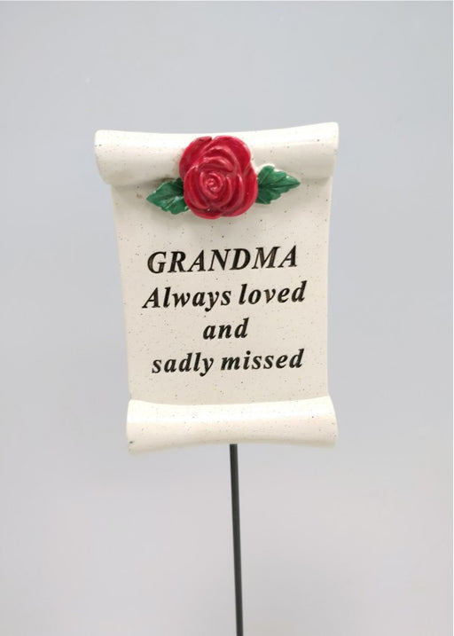 Red Rose Scroll Stick - Grandma