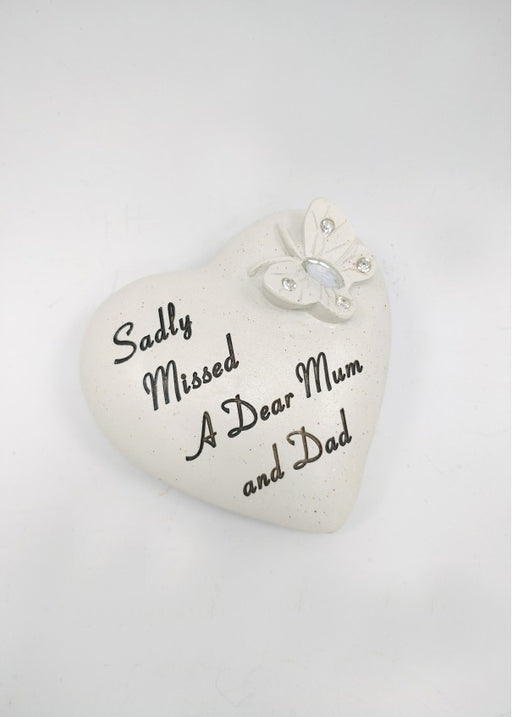 Small Diamante Butterfly Heart - Mum & Dad