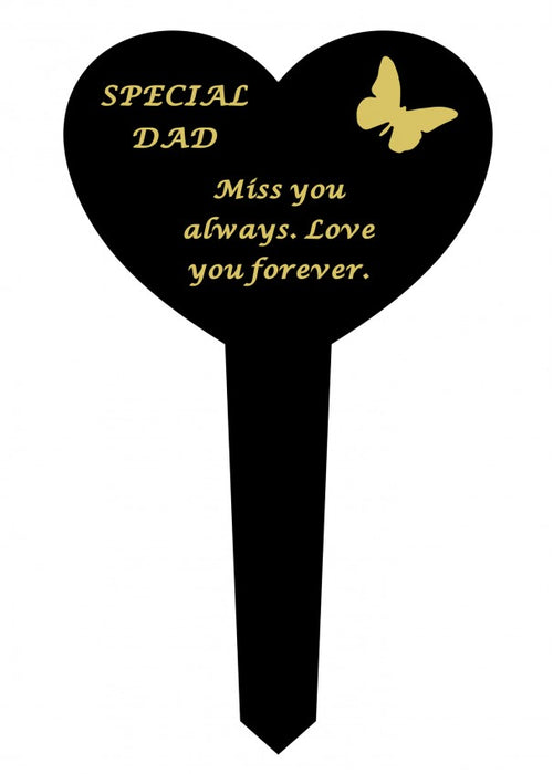 Plastic Black Heart Spike - Special Dad