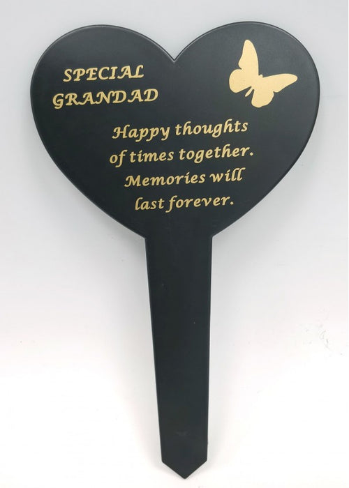 Plastic Black Heart Spike - Special Grandad