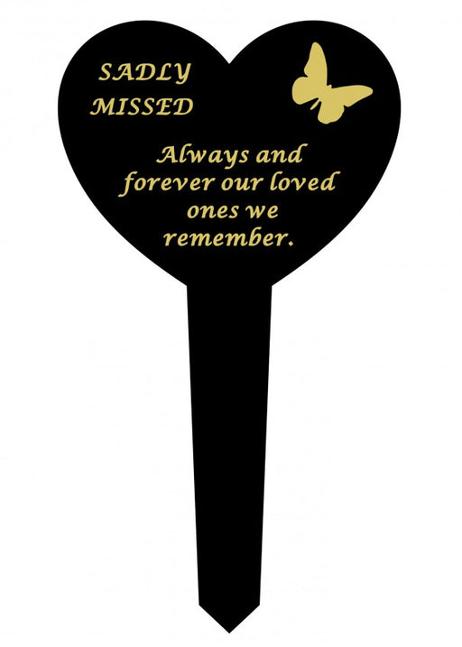 Plastic Black Heart Spike - Sadly Missed