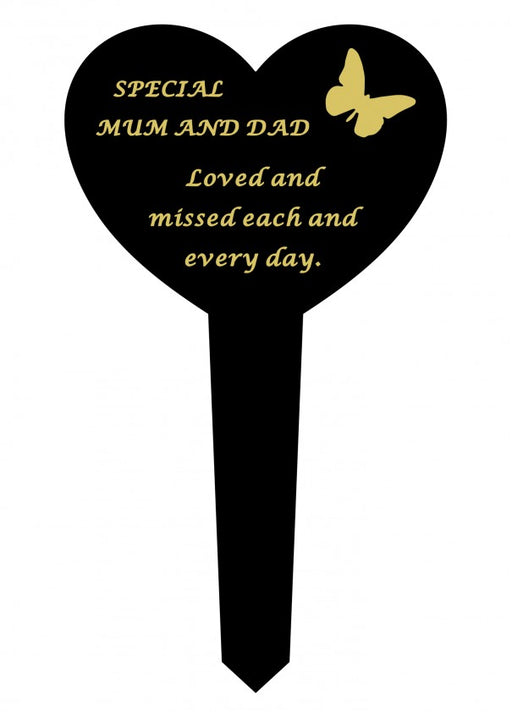 Plastic Black Heart Spike - Special Mum & Dad
