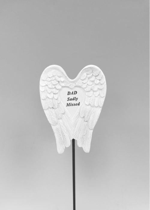 White & Silver Angel Wings Stick - Dad
