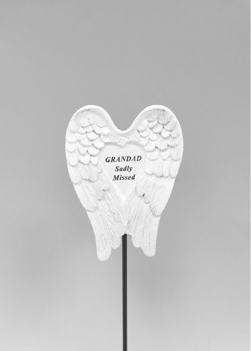 White & Silver Angel Wings Stick - Grandad