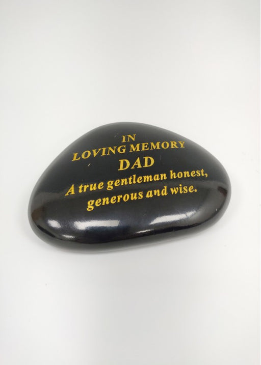 In loving Memory Dad Black & Gold Pebble