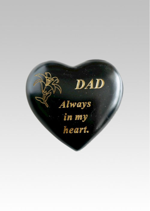 Black & Gold Lily Heart Stone - Dad