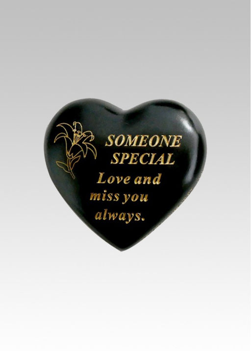 Black & Gold Lily Heart Stone - Someone Special